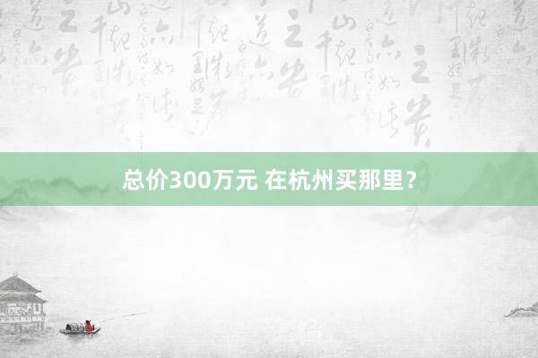 总价300万元 在杭州买那里？